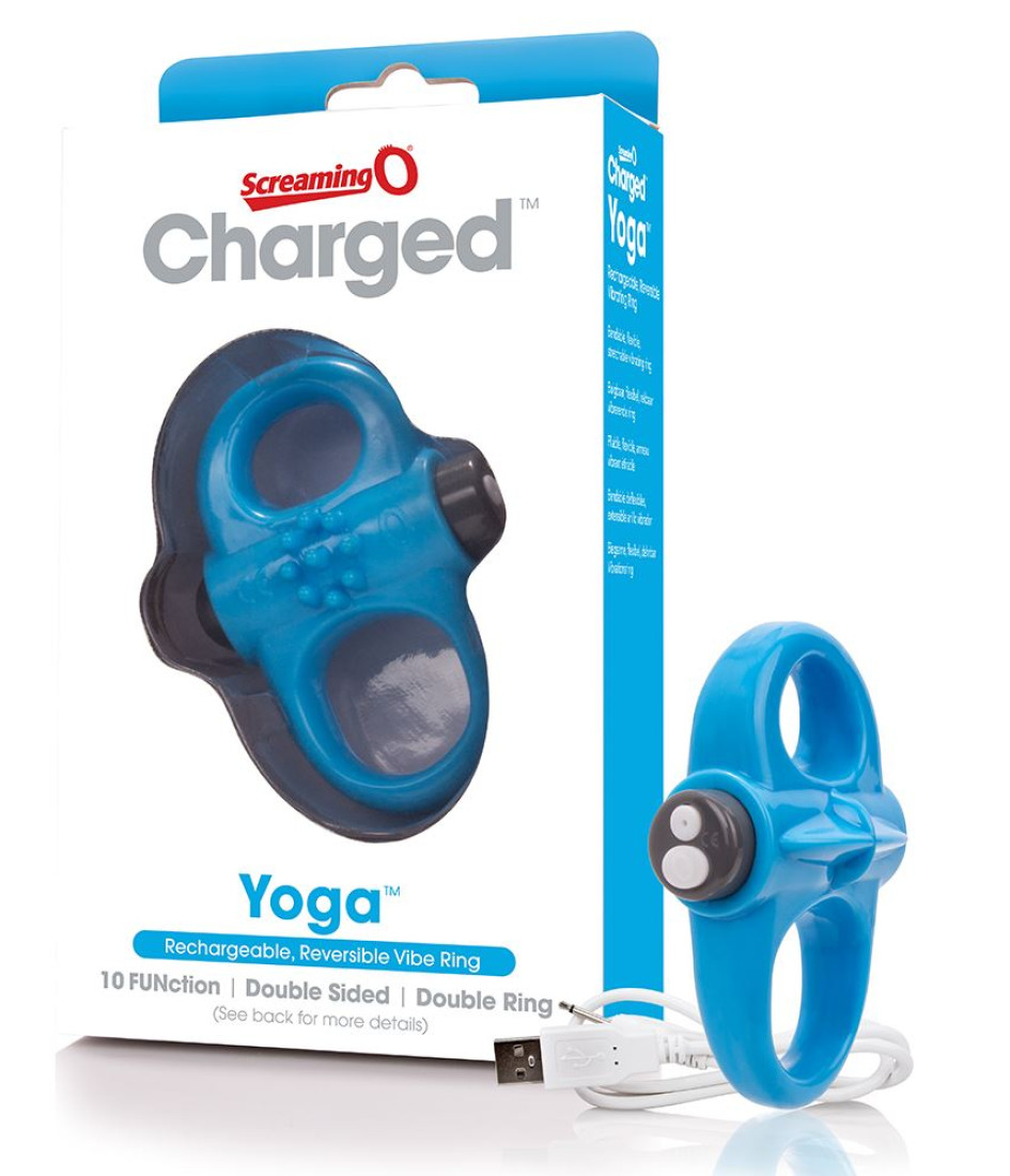 Screaming O Charged Yoga Vibrating Cock Ring - Blue