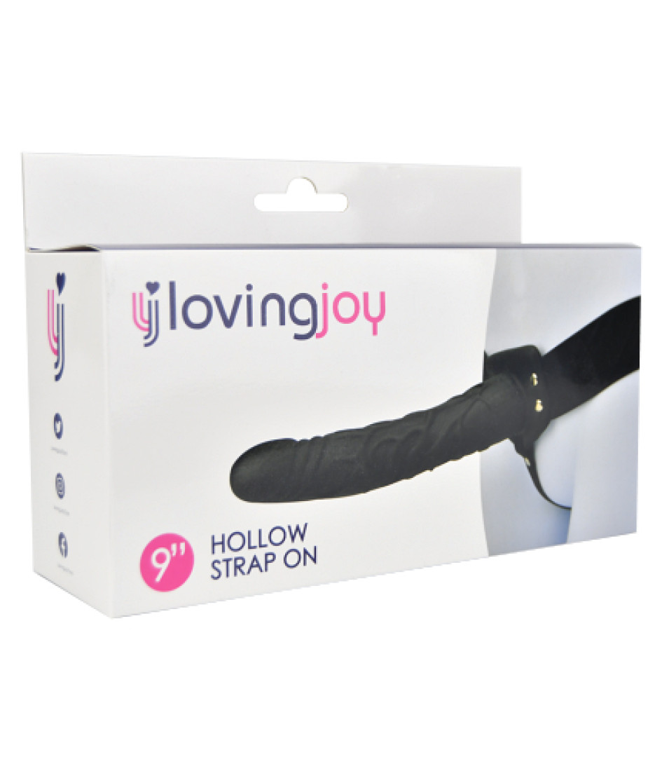 Loving Joy 9 Inch Hollow Strap On Black