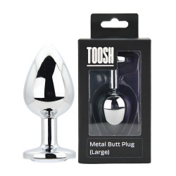 Toosh Silver Metal Butt Plug Large Clear Stone