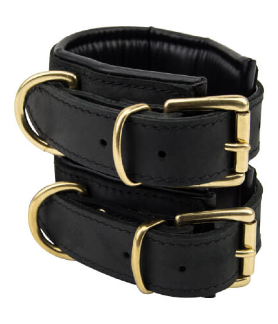 Bound Noir Nubuck Leather Slim Wrist Cuffs